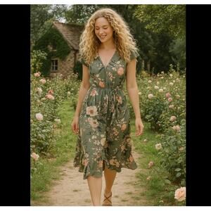 BAND OF GYPSIES Floral Wrap Dress XS Boho Fairy Cottagecore